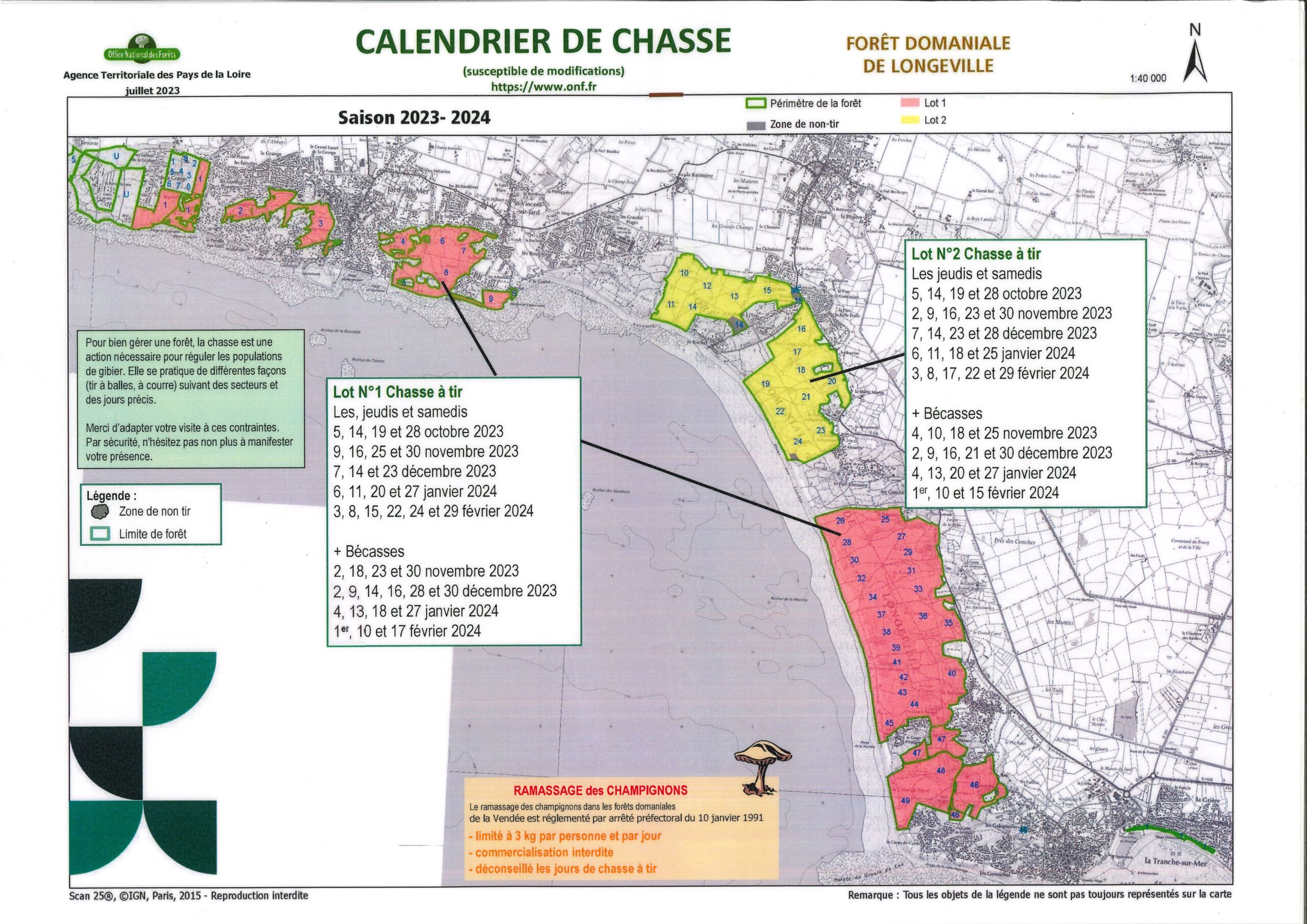 Calendrier de chasse en forêt communale et domaniale. - Mairie de La  Landelle (OISE) Lalandelle 60850